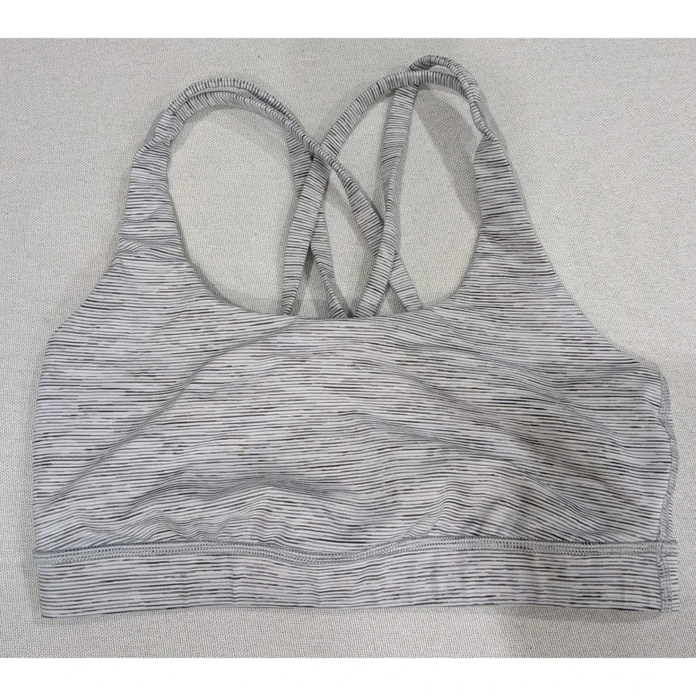 Lululemon Energy Bra Women Size 6 Grey White Space Dye Excellent Strappy Back